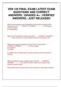 VEN 125 FINAL EXAM LATEST EXAM QUESTIONS AND CORRECT ANSWERS &vert; GRADED A&plus; &vert; VERIFIED ANSWERS &vert; JUST RELEASED