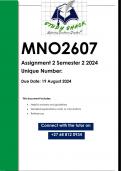 MNO2607 Assignment 2 &lpar;QUALITY ANSWERS&rpar; Semester 2 2024
