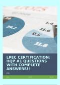 LPEC CERTIFICATION&colon; HQP &num;1 QUESTIONS WITH COMPLETE ANSWERS&excl;&excl;