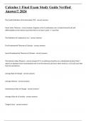 Calculus 1 Final Exam Study Guide Verified Answer&excl;&excl; 2024