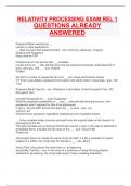  RELATIVITY CERTIFIED PROCESSING SPECIALIST FLASH CARDS QUESTIONS ALREADY ANSWERED