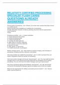  RELATIVITY CERTIFIED PROCESSING SPECIALIST FLASH CARDS QUESTIONS ALREADY ANSWERED