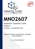 MNO2607 Assignment 3 &lpar;DETAILED ANSWERS&rpar; Semester 2 2024 - DISTINCTION GUARANTEED