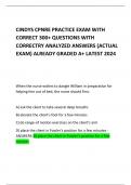 CINDYS CPNRE PRACTICE EXAM WITH CORRECT 300&plus; QUESTIONS WITH CORRECTRY ANALYZED ANSWERS &lpar;ACTUAL EXAM&rpar; ALREADY GRADED A&plus; LATEST 2024       