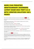 NURS 2346 PEDIATRIC GENITOURINARY DISORDERS LATEST EXAM 2024 TEST Q & A WITH VERIFIED SOLUTION 100&percnt; PASS&excl;&excl;&excl;