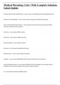 Medical Physiology Unit 1 With Complete Solutions Latest Update