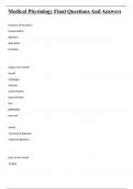 Medical Physiology Final Questions And Answers