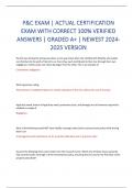 P&C EXAM &vert; ACTUAL CERTIFICATION  EXAM WITH CORRECT 100&percnt; VERIFIED  ANSWERS &vert; GRADED A&plus; &vert; NEWEST 2024- 2025 VERSION
