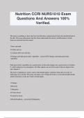 Nutrition CCRI NURS1010 Exam Questions And Answers 100&percnt; Verified&period;