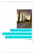 COS1501 Assignment 3 &lpar;COMPLETE ANSWERS&rpar; 2024 &lpar;653581&rpar; - DUE 22 July 2024