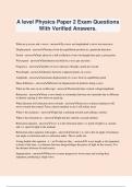 A level Physics Paper 2 Exam Questions With Verified Answers&period;