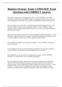 Business Strategy- Exam 1 UPDATED Exam  Questions and CORRECT Answers