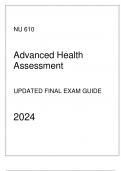 AGACNP - NU 610 Advanced Health Assessment - Updated Final Exam Guide 2024&period;