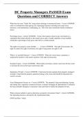 DC Property Managers PASSED Exam  Questions and CORRECT Answers