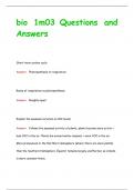 bio 1m03 Questions and  Answers