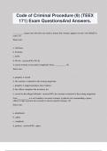 Code of Criminal Procedure &lpar;9&rpar; &lpar;TEEX 171&rpar; Exam QuestionsAnd Answers&period;