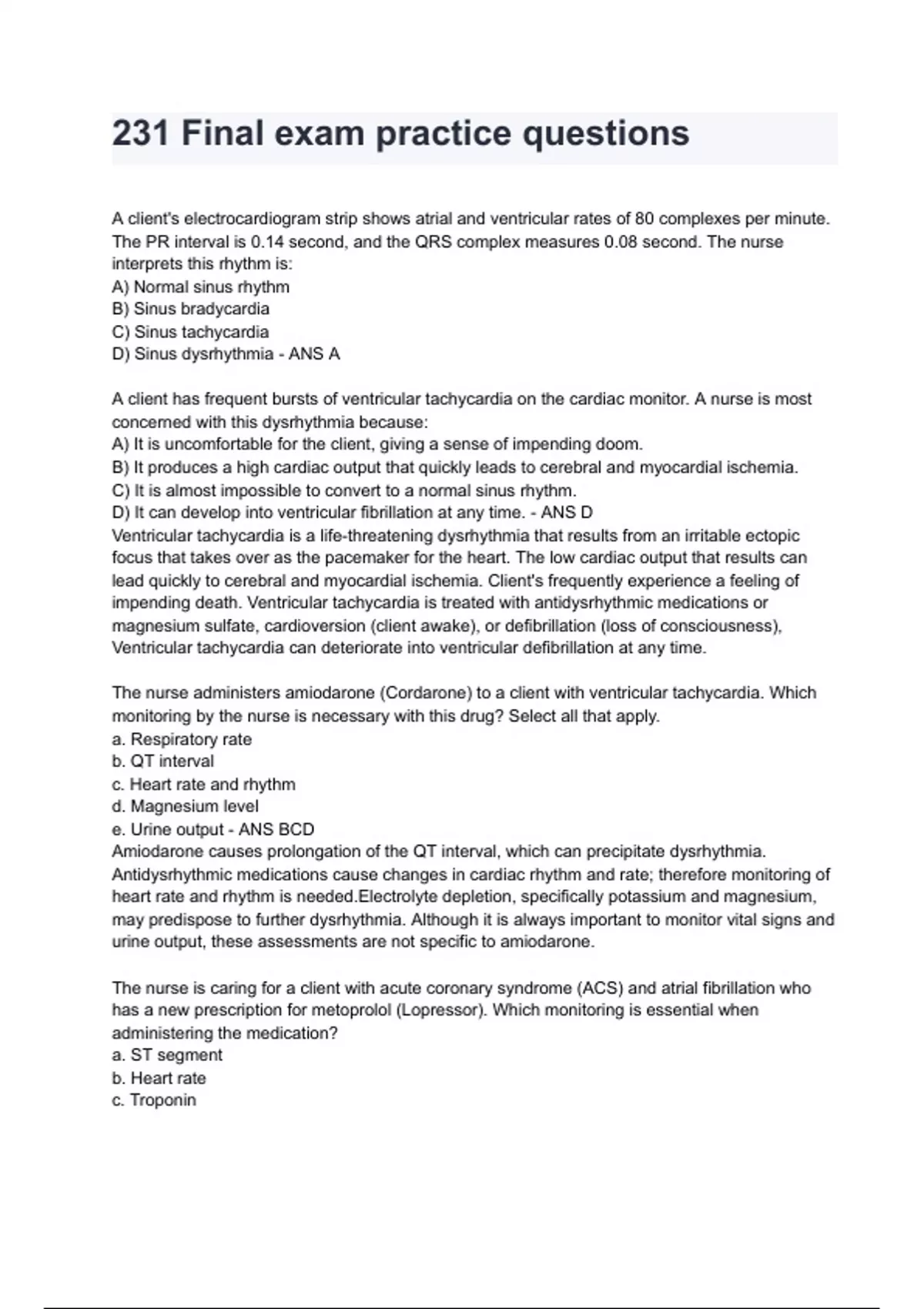 231 Final exam 2024/2025 practice questions with completed & verified ...