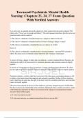 Townsend Psychiatric Mental Health Nursing&colon; Chapters 23&comma; 24&comma; 27 Exam Question With Verified Answers