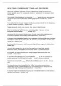 HPA FINAL EXAM QUESTIONS AND ANSWERS
