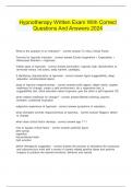 Hypnotherapy Written Exam With Correct Questions And Answers 2024