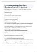 Immunohematology Final Exam Questions And Solved Answers&period;