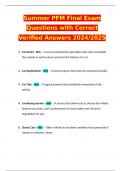 Summer PFM Final Exam Questions with Correct Verified Answers 2024&sol;2025