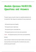 Module Quizzes NUR3196 Questions and Answers