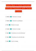 Abeka Basic & Solid Geometric Formulas Questions with Correct Answers