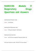 NUR3196 Module 9  Respiratory Drugs Questions and Answers