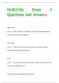 NUR3196 Exam 3 Questions and Answers