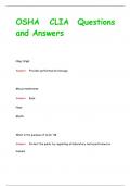 OSHA CLIA Questions  and Answers