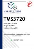 TMS3720 Assignment 3 &lpar;DETAILED ANSWERS&rpar; 2024 - DISTINCTION GUARANTEED