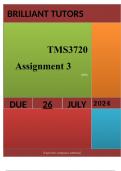 TMS3720 Assignment 3 2024 Unlock your path to success with the meticulously crafted solution for 2024&period; This comprehensive guide not only provides accurate answers to the questions but also presents well-structured explanations that showcase your understan