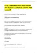 CSPR - Certified Specialist Payment Rep &lpar;HFMA&rpar; Exam Questions & Answers 100&percnt; Accurate&excl;&excl;