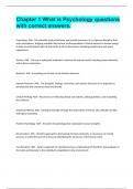 Chapter 1 What is Psychology questions with correct answers&period;