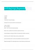 Intro to Psychology Definitions questions with correct answers&period;