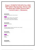 NUR2474 &lpar;NEW 2024&sol;2025 UPDATE&rpar; PHARMACOLOGY  QUESTIONS AND VERIFIED ANSWERS  100&percnt; CORRECT GRADE A - RASMUSSEN