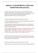  MODULE 1&colon; DEVELOPMENTAL STAGES AND TRANSITIONS EXAM &lpar;ACTUAL&rpar; 2024 QUESTIONS AND ANSWERS