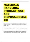 MATERIALS HANDLING&comma; STORAGE&comma; USE&comma; AND DISPOSAL&lpar;OSHA-10&rpar;&period;