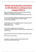 Revision Study Questions and Answers  for CBP &lpar;Bloodborne pathogens&rpar; Exam  Complete RATED A&period;