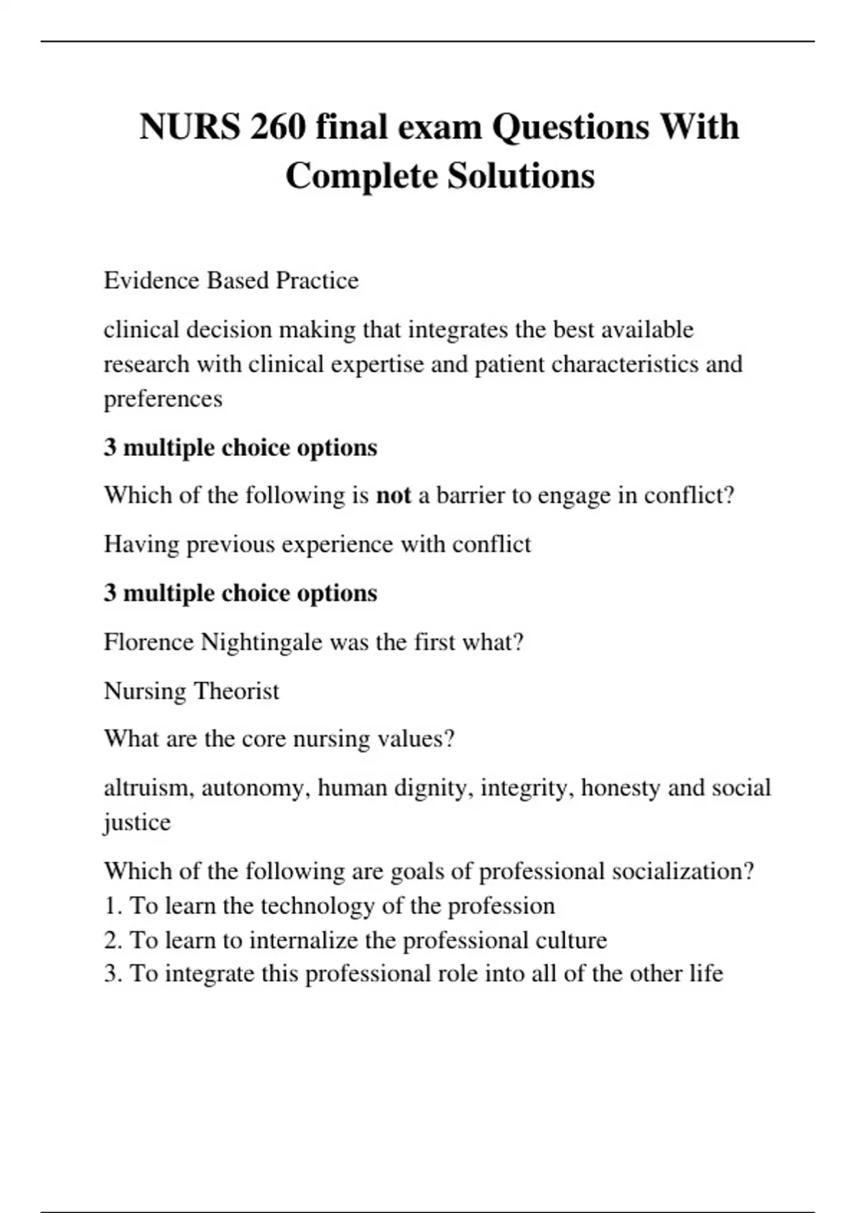 NURS 260 final exam Questions With Complete Solutions - NURS 260 ...
