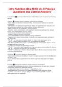 Intro Nutrition &lpar;Bio-1023&rpar; ch&period; 8 Practice Questions and Correct Answers