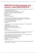 NURS 242 Final Exam Questions and answers &vert; Latest 2024&sol;25 RATED A&plus;