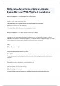 Colorado Automotive Sales License Exam Review With Verified Solutions&period;