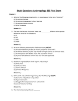Anthropology 230-Final Exam Study Questions