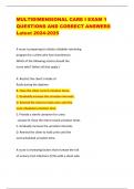 MULTIDIMENSIONAL CARE I EXAM 1  QUESTIONS AND CORRECT ANSWERS  Latest 2024-2025