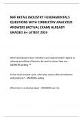 NRF RETAIL INDUSTRY FUNDAMENTALS  QUESTIONS WITH CORRECTRY ANALYZED ANSWERS &lpar;ACTUAL EXAM&rpar; ALREADY GRADED A&plus; LATEST 2024 