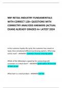 NRF RETAIL INDUSTRY FUNDAMENTALS WITH CORRECT 120&plus; QUESTIONS WITH CORRECTRY ANALYZED ANSWERS &lpar;ACTUAL EXAM&rpar; ALREADY GRADED A&plus; LATEST 2024 