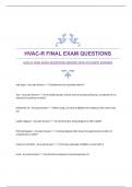 HVAC-R FINAL EXAM QUESTIONS&vert;VERIFIED WITH ACCURATE ANSWERS