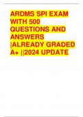 ARDMS SPI EXAM  WITH 500  QUESTIONS AND  ANSWERS  &vert;ALREADY GRADED  A&plus; &vert;&vert;2024 UPDATE